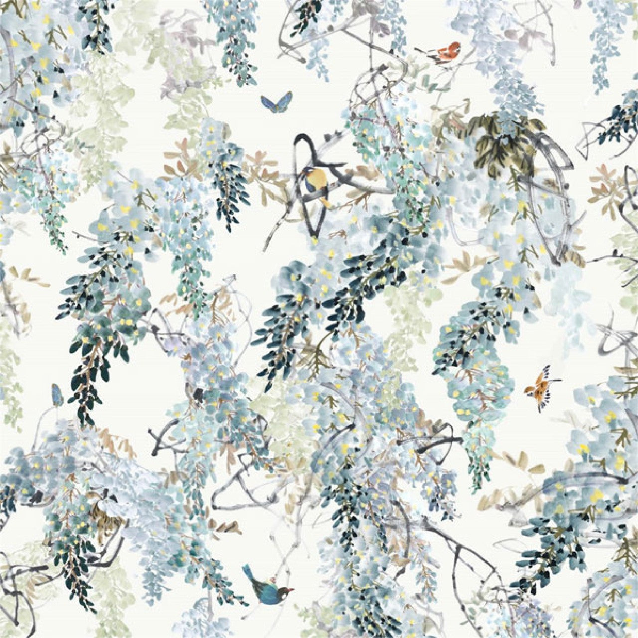 216299 Wisteria Falls Panel B Waterperry Wallpaper by Sanderson