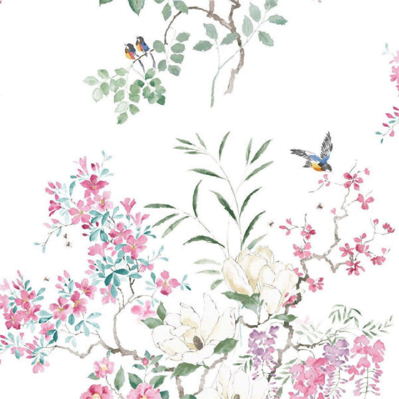 216305 Magnolia & Blossom Panel A Waterperry Wallpaper by Sanderson
