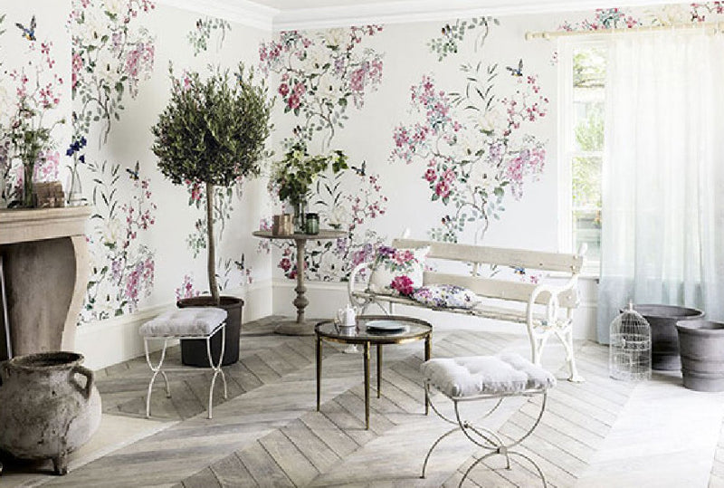 216306 Magnolia & Blossom Panel B Waterperry Wallpaper by Sanderson