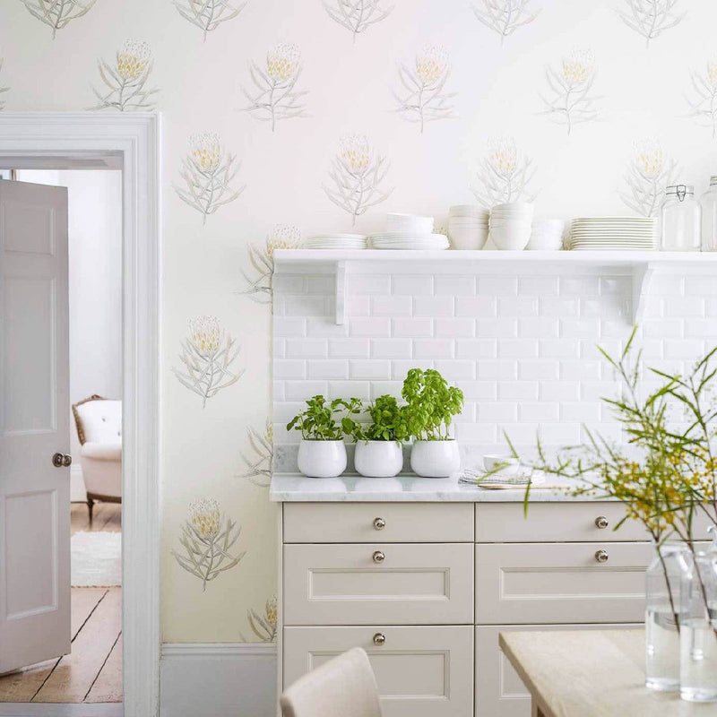 Protea Flower Art Of The Garden Wallpaper By Sanderson