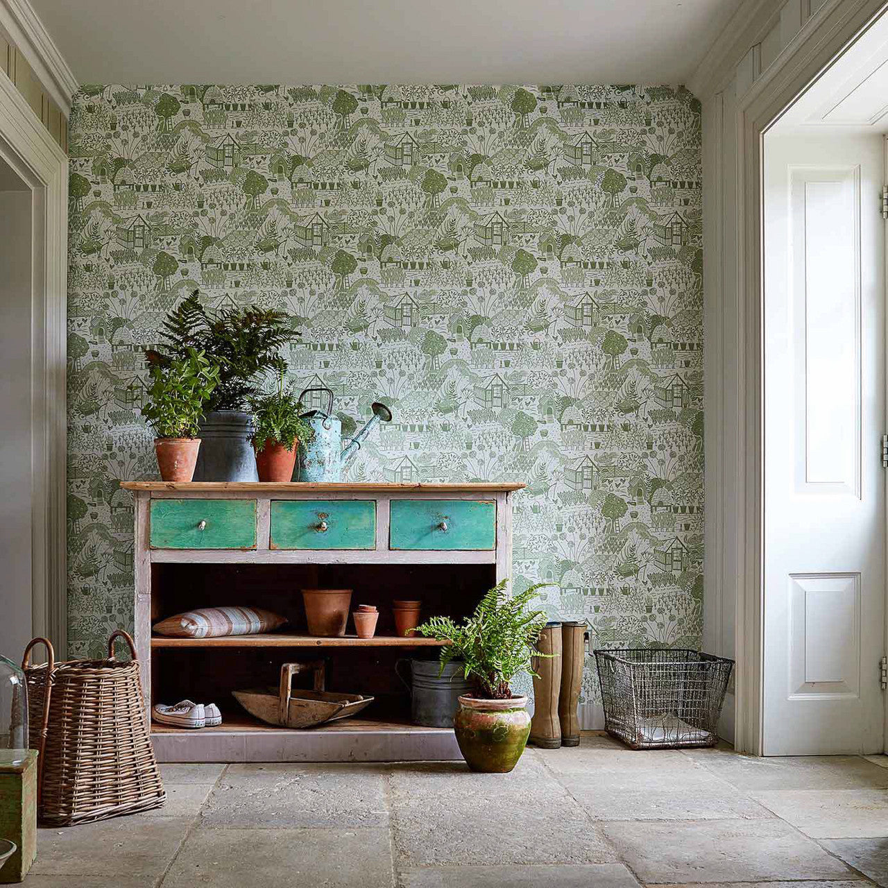 216353 The Allotment The Potting Room Wallpaper By Sanderson Home