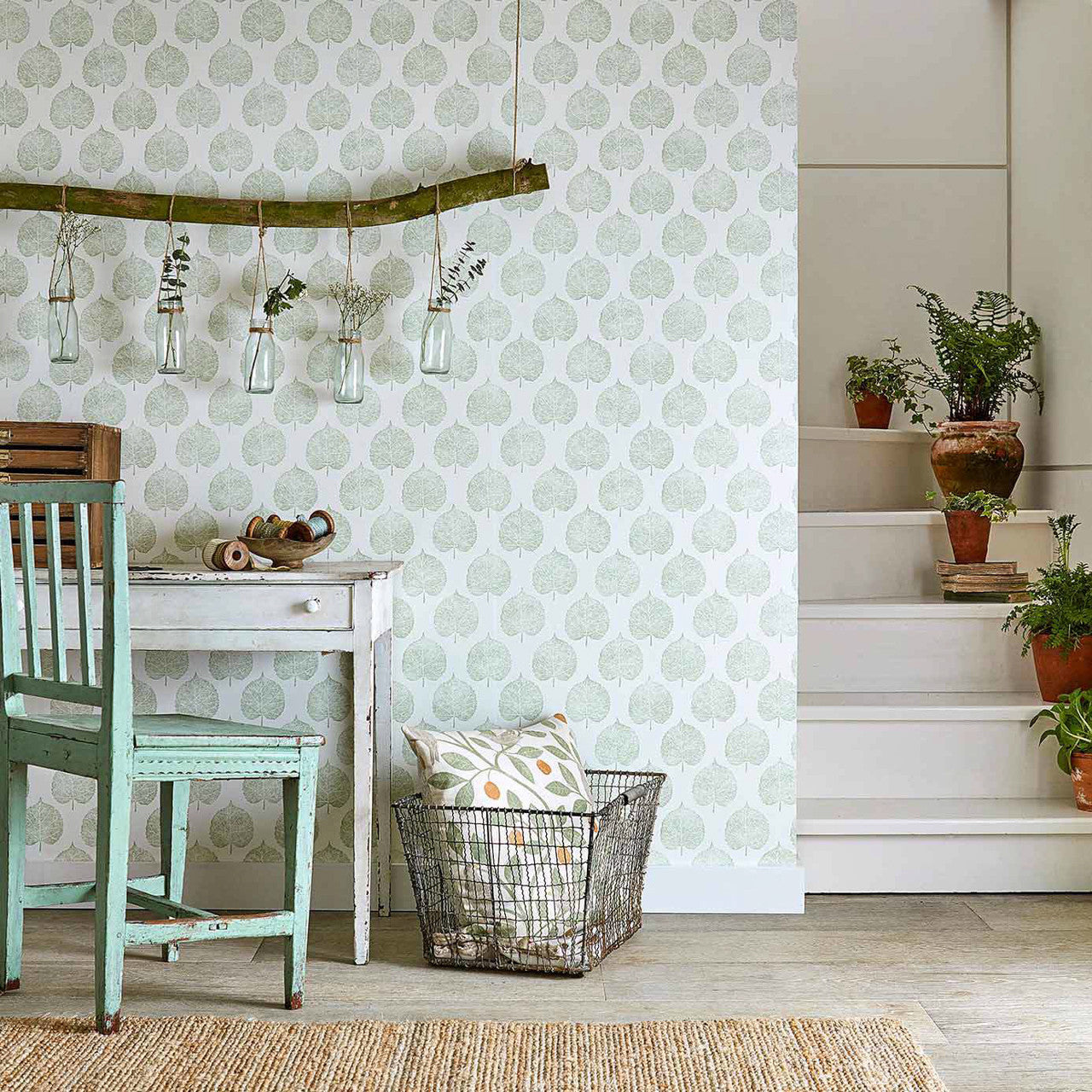 216384 Lyme Leaf The Potting Room Wallpaper By Sanderson Home