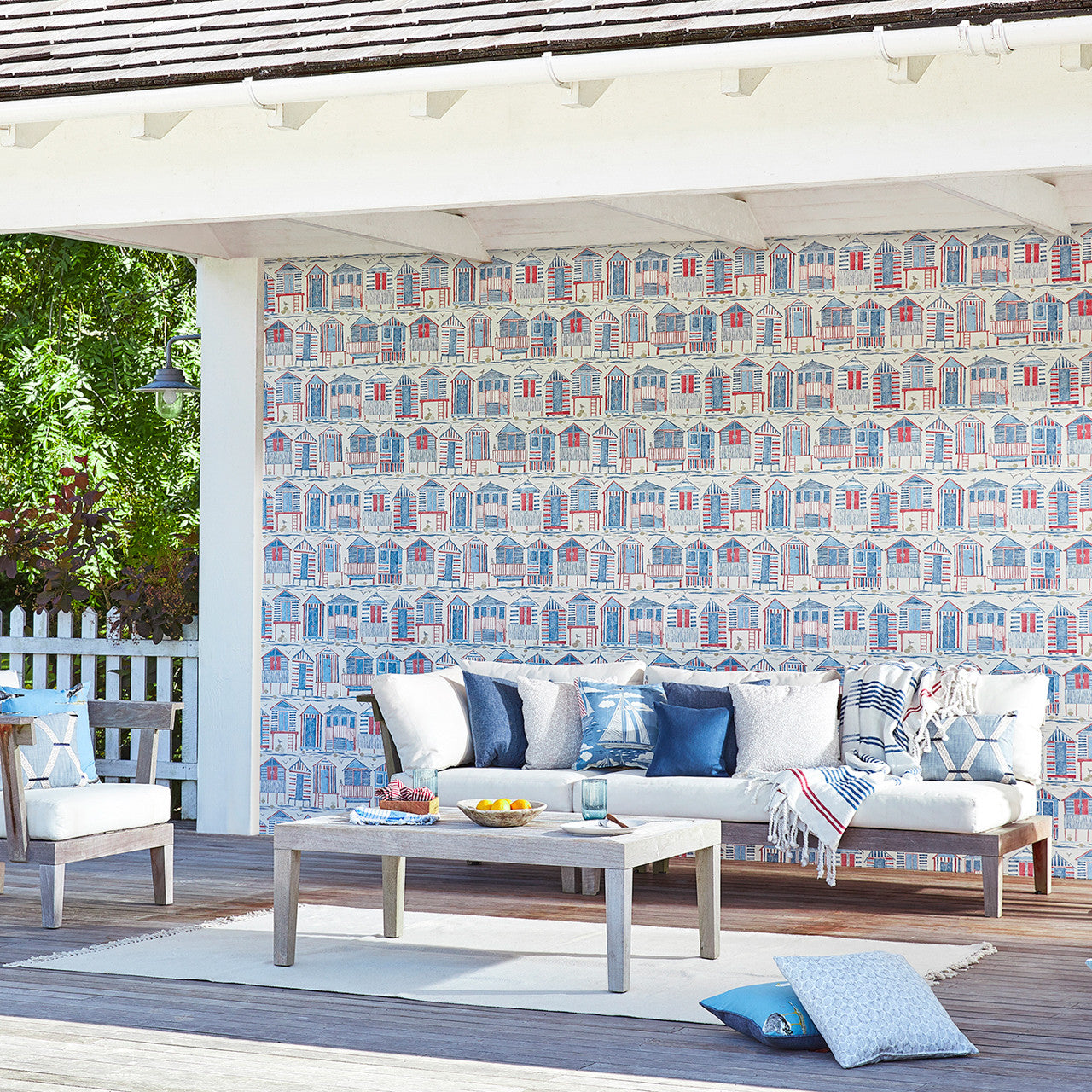 216561 ( DCOA216561 ) Beach Huts Port Isaac Wallpaper By Sanderson Home