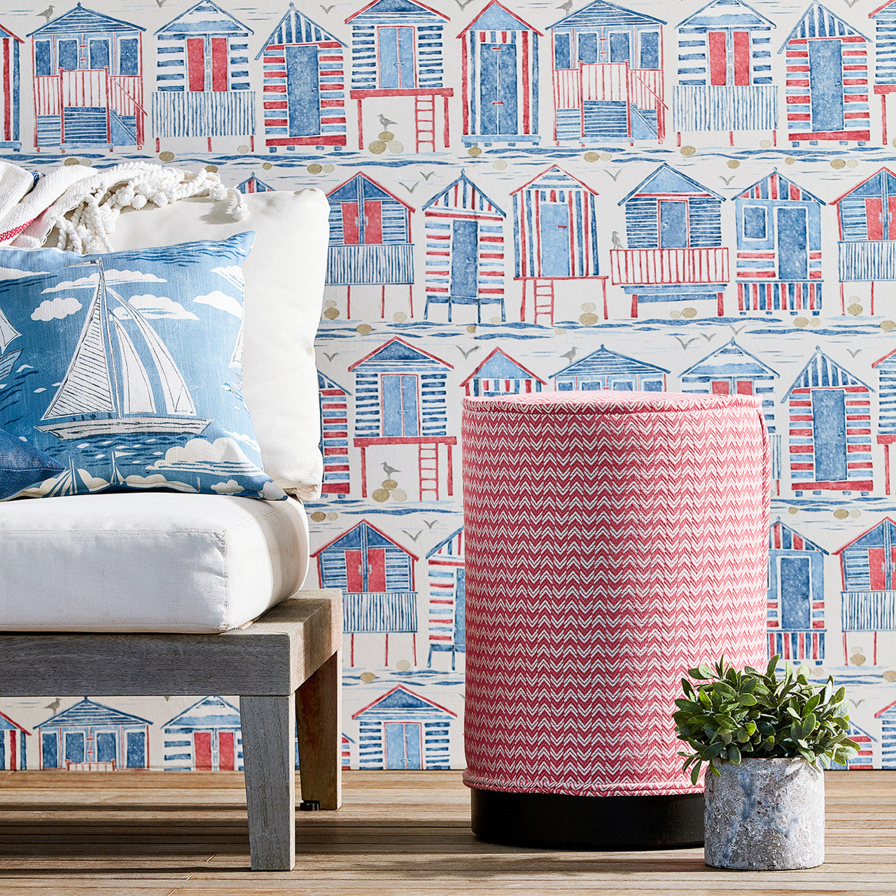 216561 ( DCOA216561 ) Beach Huts Port Isaac Wallpaper By Sanderson Home
