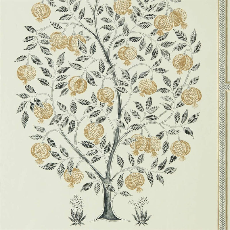 216791 Anaar Tree Charcoal-Gold Caspian Wallpaper by Sanderson
