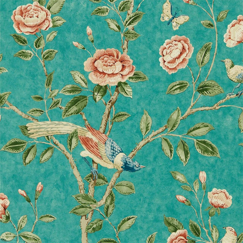 216796 Andhara Teal-Turmeric Caspian Wallpaper by Sanderson