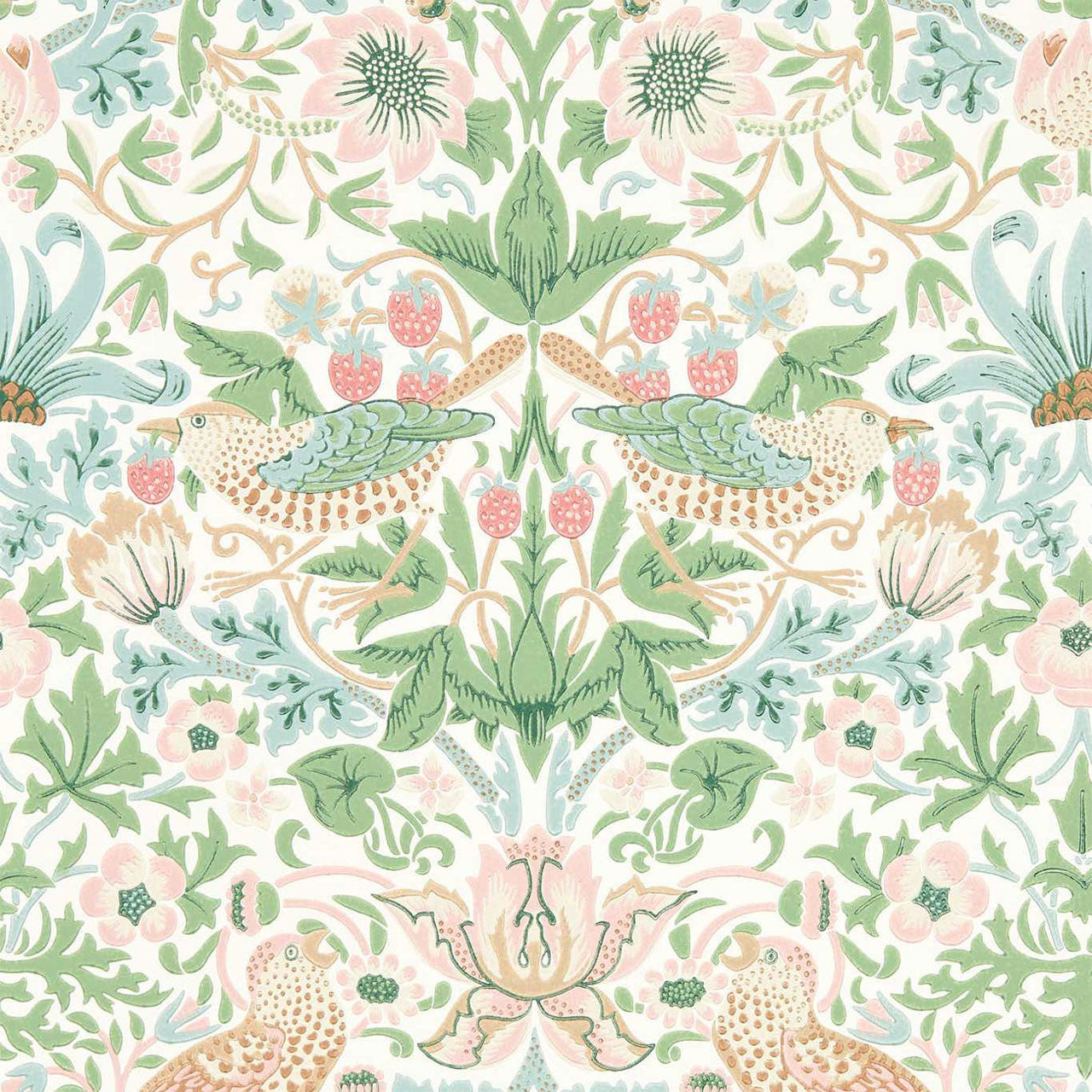 217061 Simply Strawberry Thief Simply Morris Wallpaper By Morris & Co