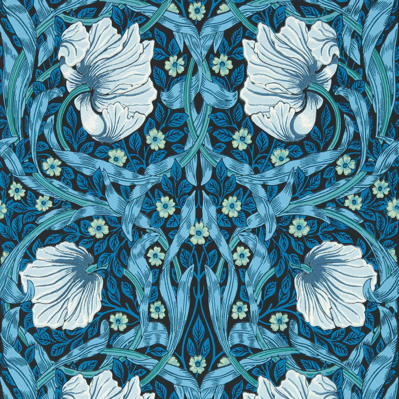 217331 Pimpernel Bedford Park Midnight & Opal Wallpaper by Morris & Co