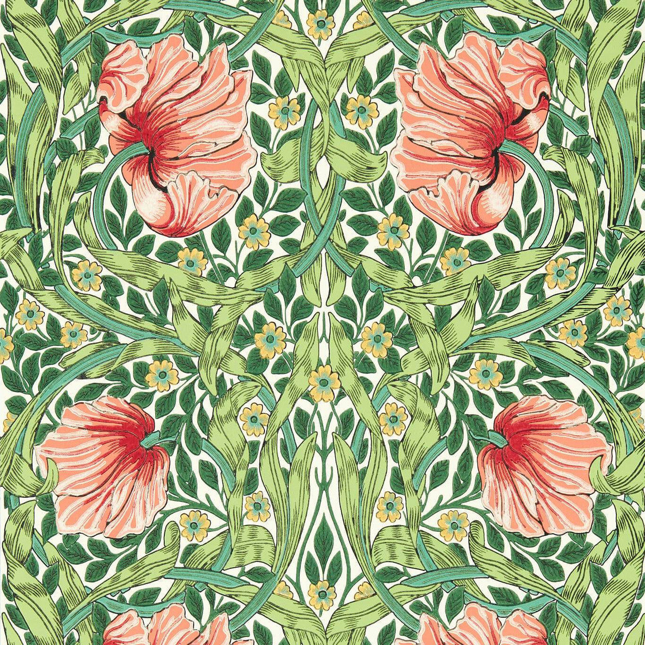 217332 Pimpernel Bedford Park Shamrock & Watermelon Wallpaper by Morris & Co