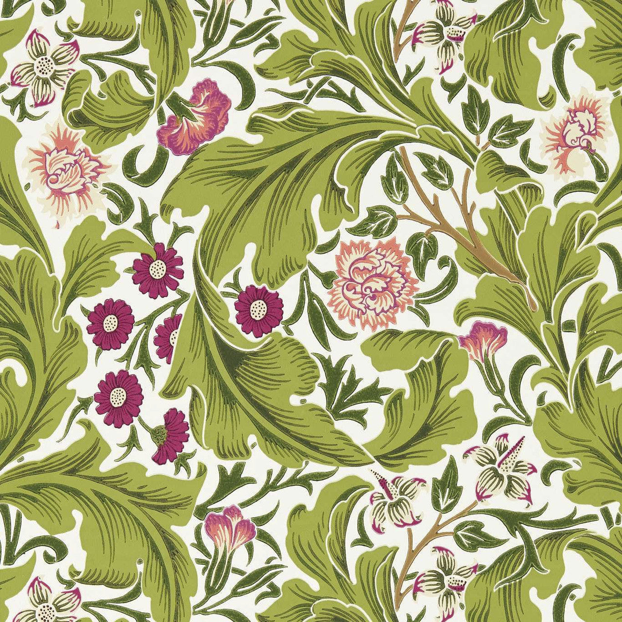 217334 Leicester Bedford Park Sour Green & Plum Wallpaper by Morris & Co
