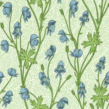 217343 Monkshood Bedford Park Cobalt & Goblin Green Wallpaper by Morris & Co