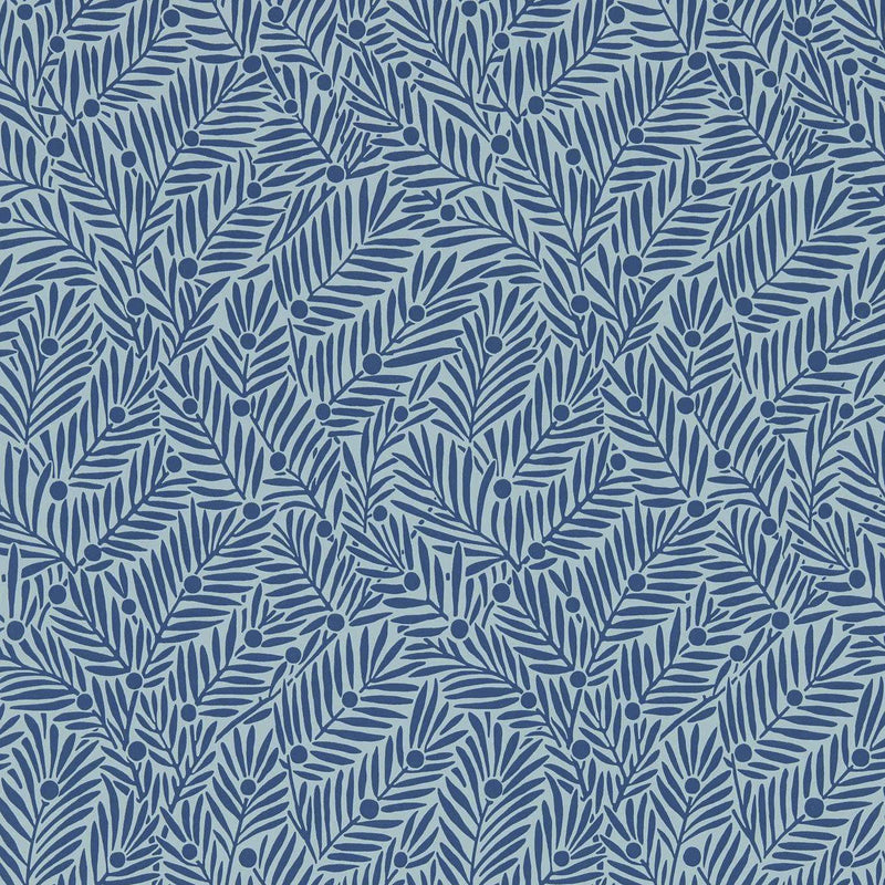 217349 Yew & Aril Bedford Park Indigo Wallpaper by Morris & Co
