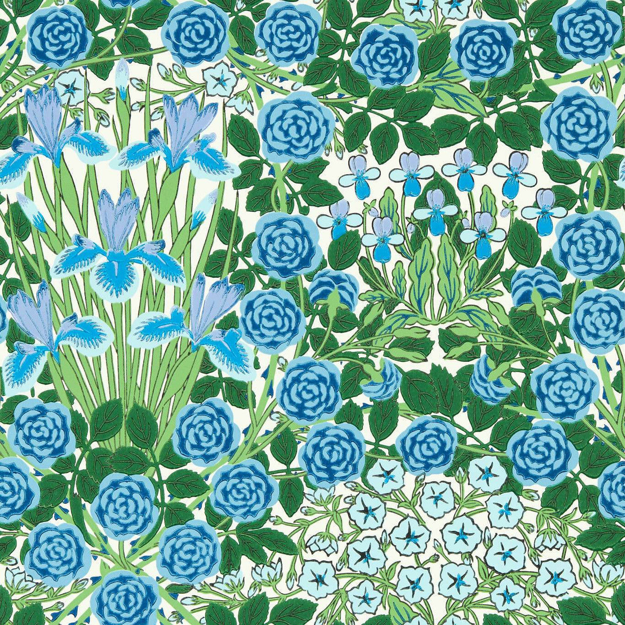 217352 Campanula Bedford Park Peacock Opal Wallpaper by Morris & Co