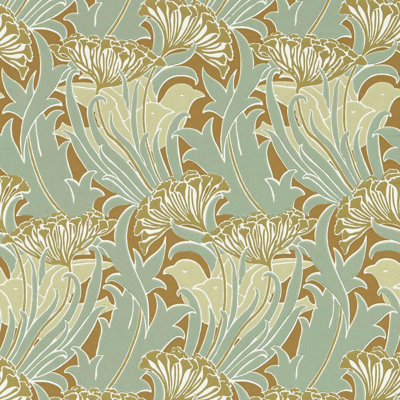 217354 Laceflower Bedford Park Tobacco & Pistachio Wallpaper by Morris & Co