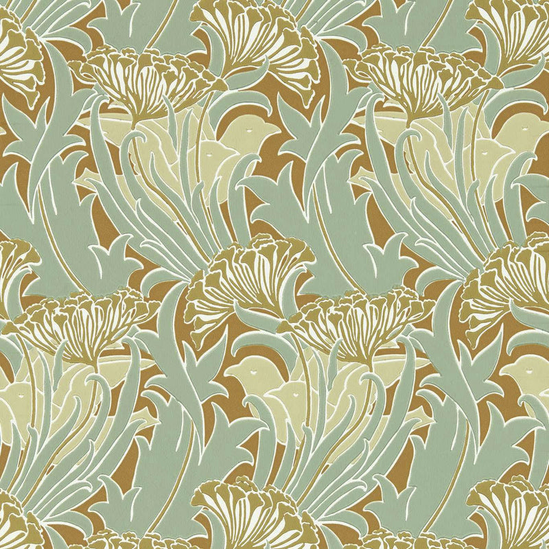 217354 Laceflower Bedford Park Tobacco & Pistachio Wallpaper by Morris & Co