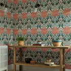 217361 Helena Morris & Friends Peach & Teal Wallpaper by Morris & Co