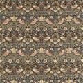 Strawberry Thief Archive Prints Chocolate/Slate Fabric by Morris & Co
