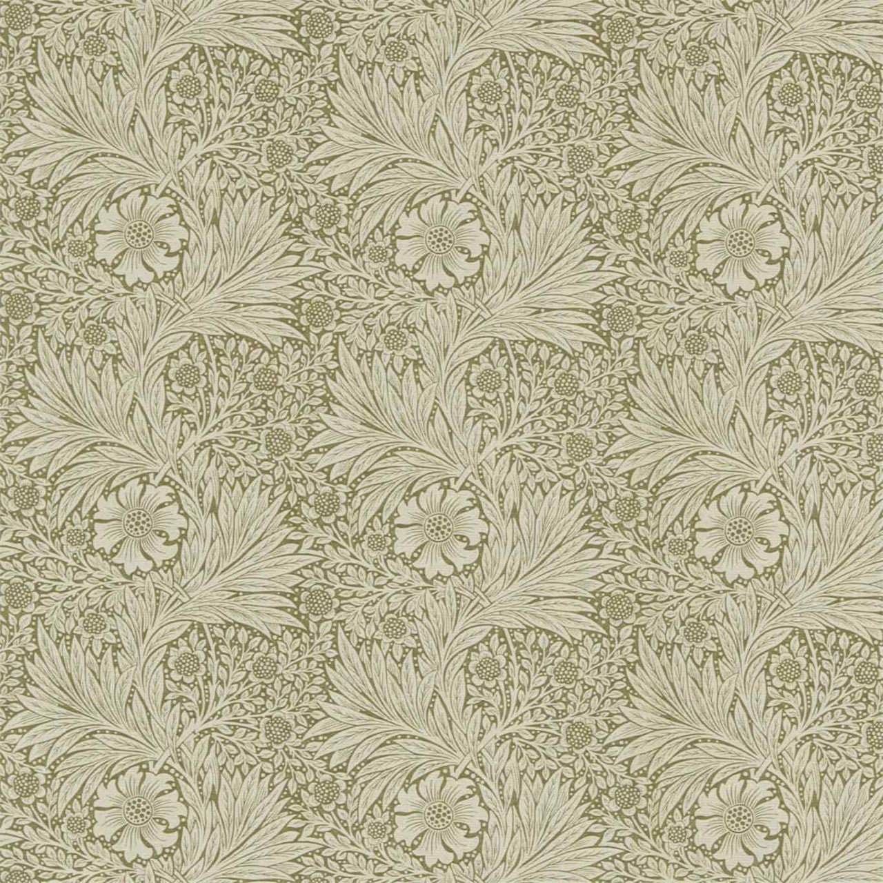 220318 Marigold Archive Prints Olive/Linen Fabric by Morris & Co