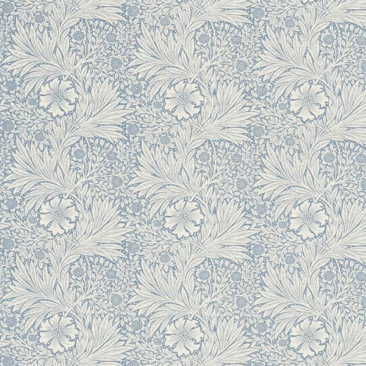 220321 Marigold Archive Prints China Blue/Ivory Fabric by Morris & Co