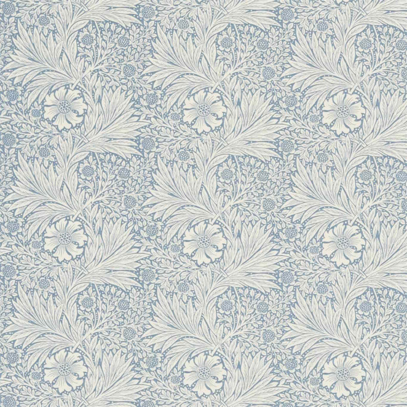 220321 Marigold Archive Prints China Blue/Ivory Fabric by Morris & Co