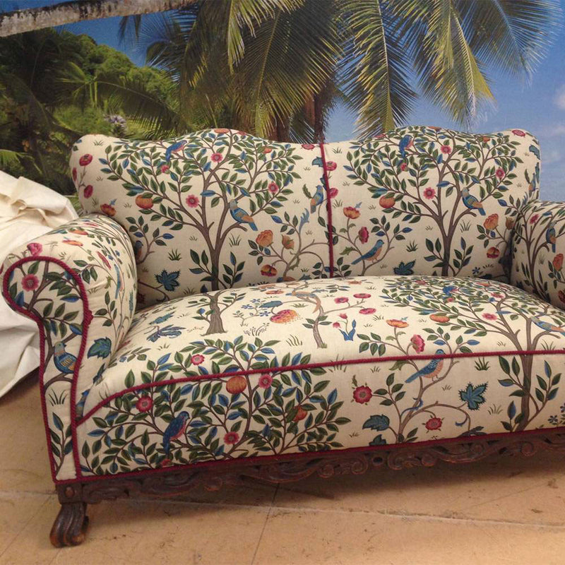 220327 Kelmscott Tree Archive Prints Woad/Wine Fabric by Morris & Co