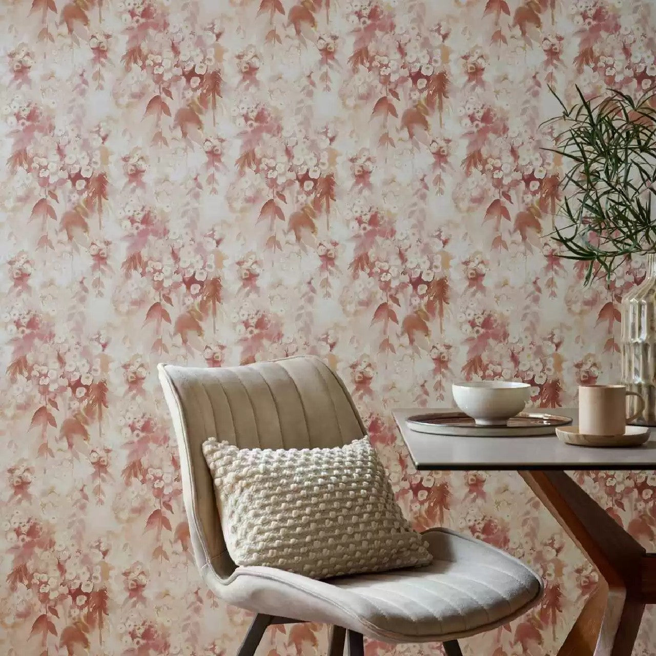 2210-162-02 Essence Cascade Mango Red Wallpaper By 1838 Wallcoverings