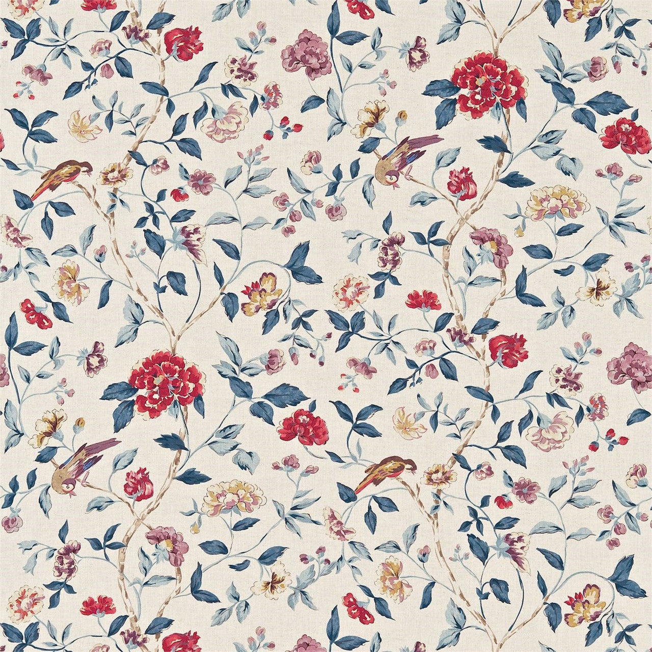 222079 Sissinghurst Country House Indigo/Ruby Fabric by Sanderson