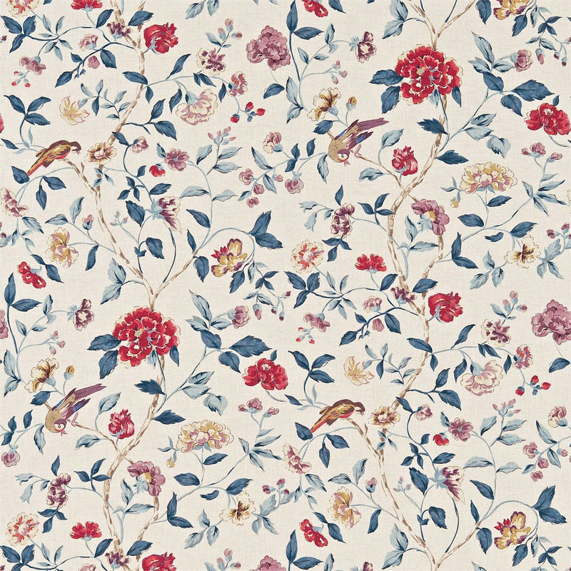 222079 Sissinghurst Country House Indigo/Ruby Fabric by Sanderson