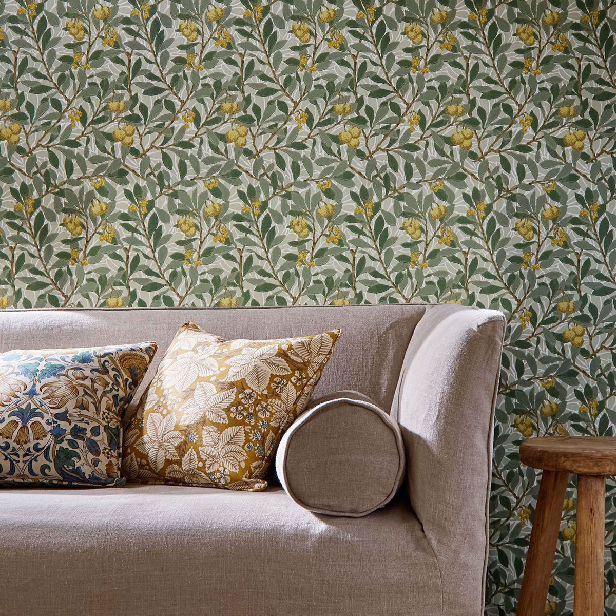 Lodden Archive II Prints Manilla/Bayleaf Fabric by Morris & Co