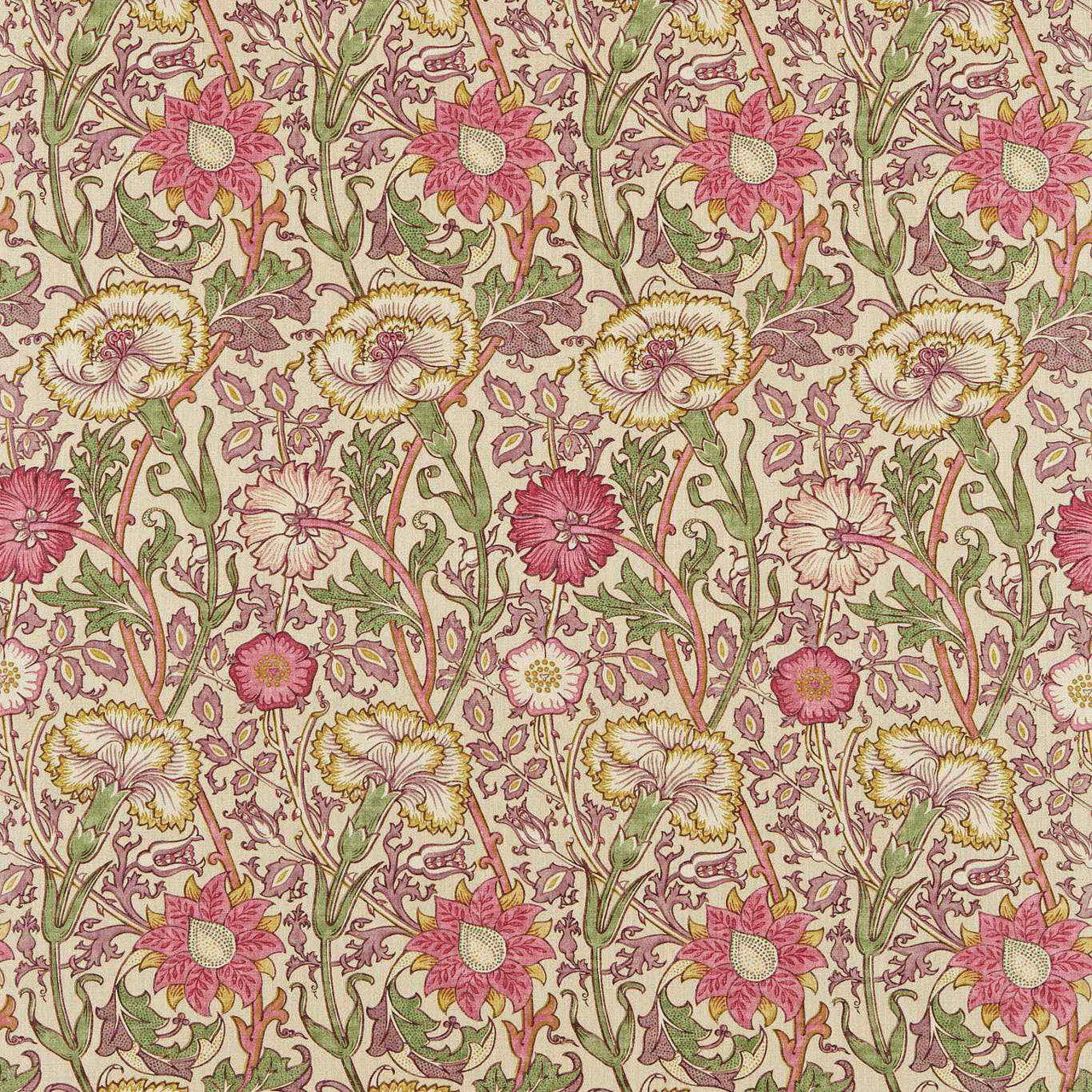 222529 Pink & Rose Archive II Prints Manilla/Wine Fabric by Morris & Co