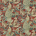 Forest Linen Archive II Prints Red Fabric by Morris & Co