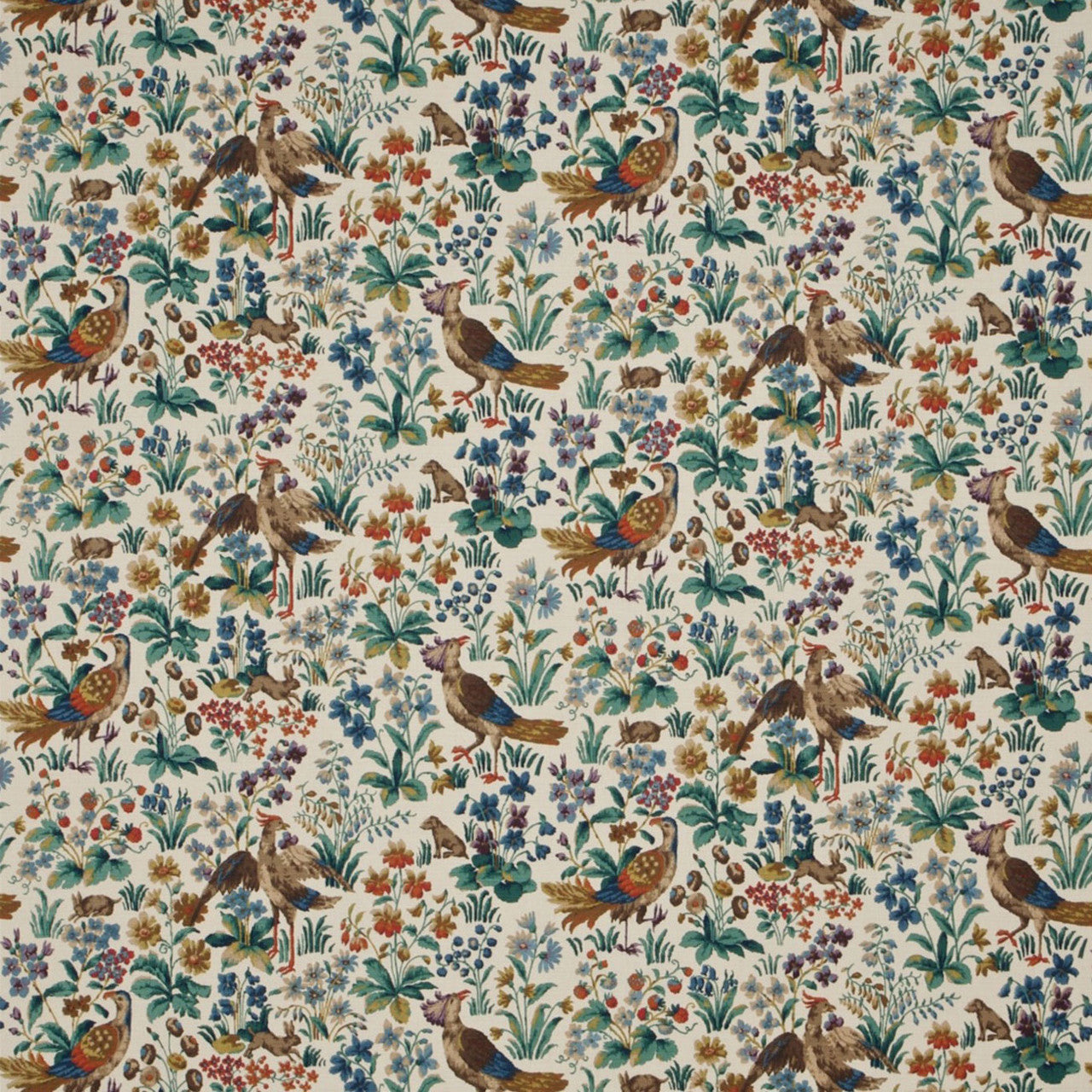 224437 Cluny One Sixty Cream/Brown/Multi Fabric by Sanderson