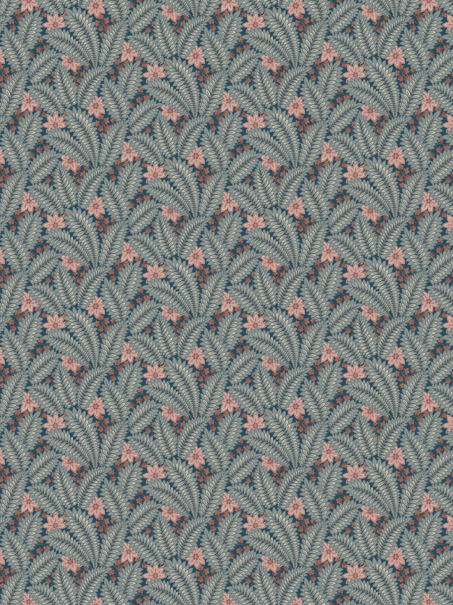 2251 Hidden Ivy Blue and Multi Wallpaper by Boråstapeter