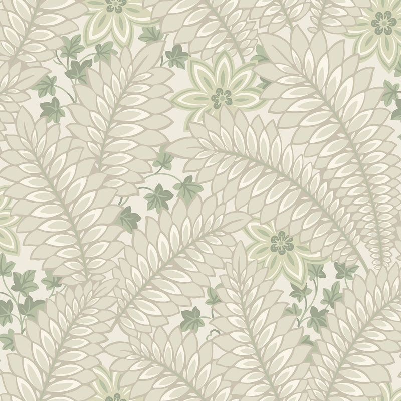2252 Hidden Ivy Beige and Green Wallpaper by Boråstapeter