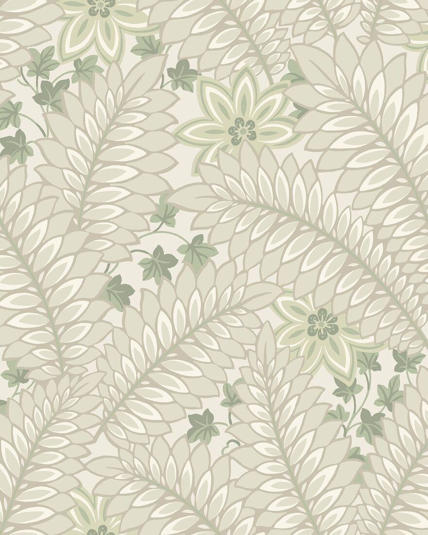 2252 Hidden Ivy Beige and Green Wallpaper by Boråstapeter