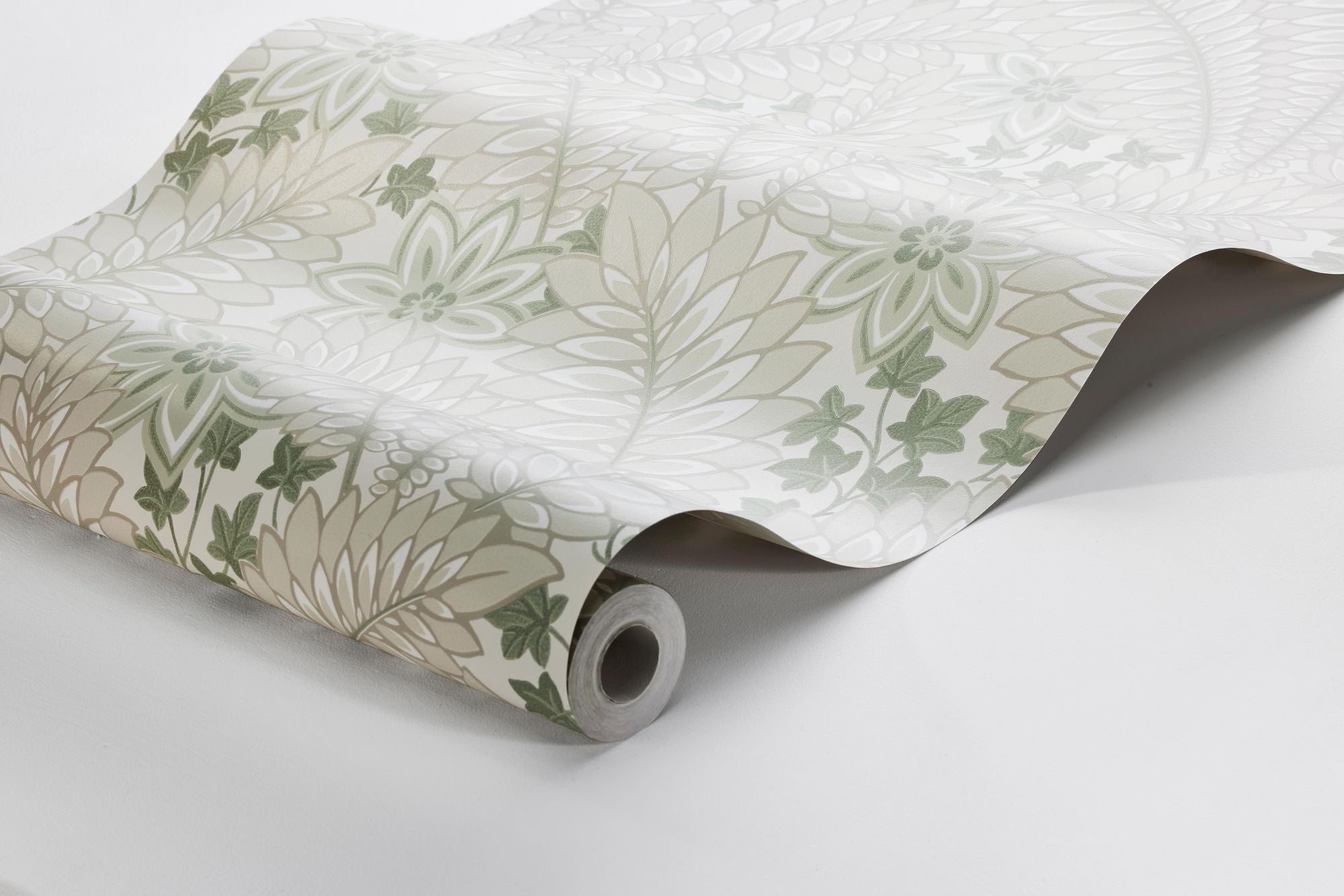 2252 Hidden Ivy Beige and Green Wallpaper by Boråstapeter