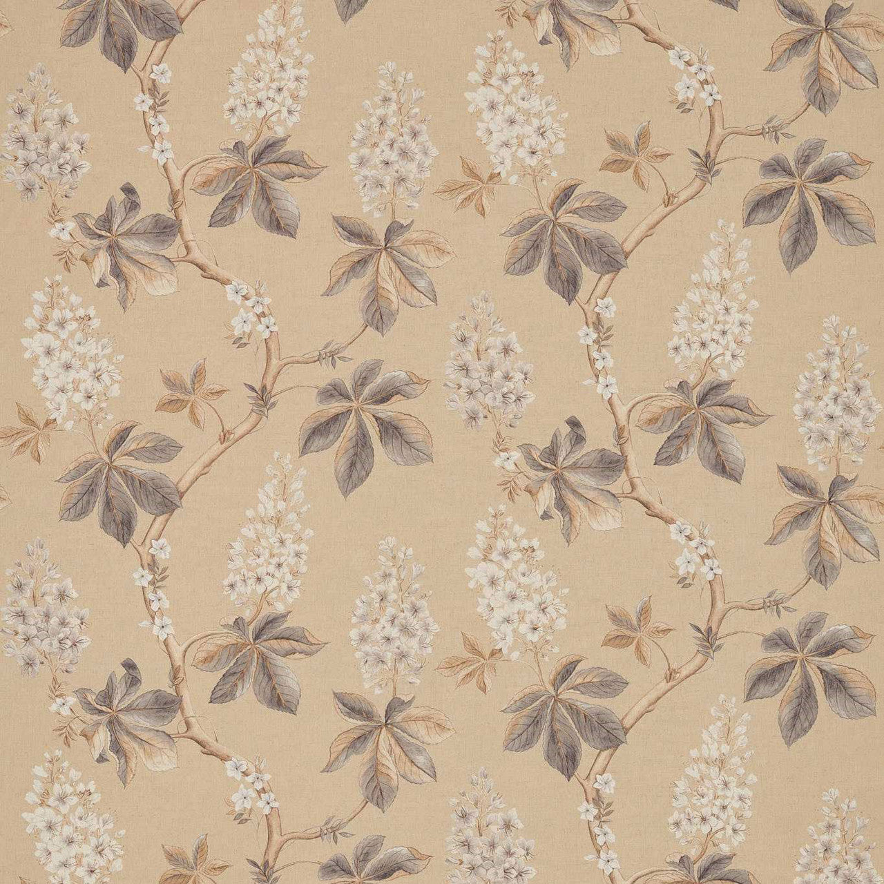 225514 Chestnut Tree Country Woodland Wheat/Pebble Fabric by Sanderson