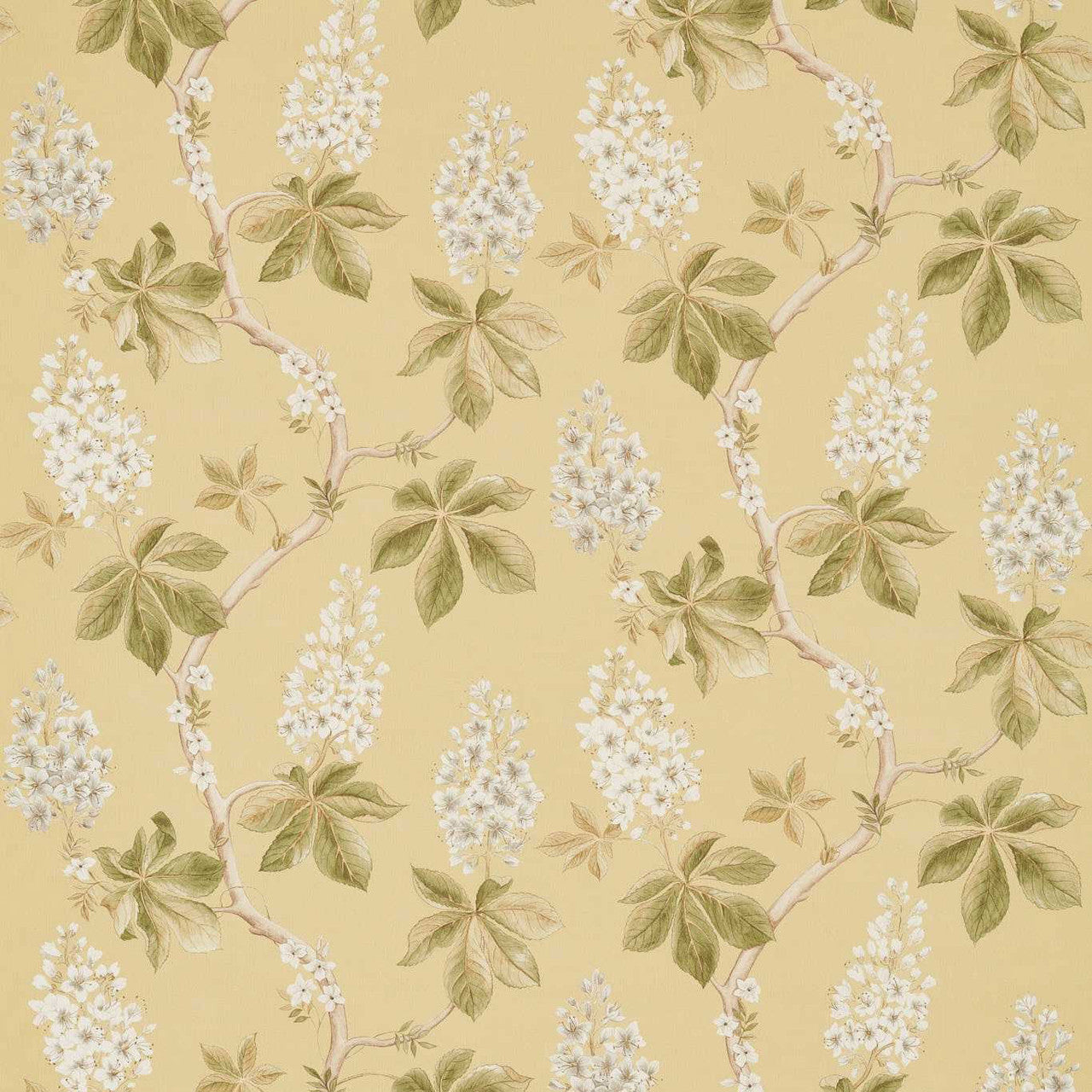 225516 Chestnut Tree Country Woodland Lemon/Lettuce Fabric by Sanderson