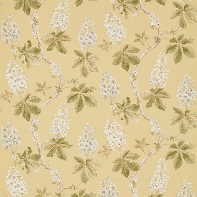 225516 Chestnut Tree Country Woodland Lemon/Lettuce Fabric by Sanderson