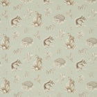 225522 Squirrel & Hedgehog Country Woodland Seaspray/Charcoal Fabric by Sanderson