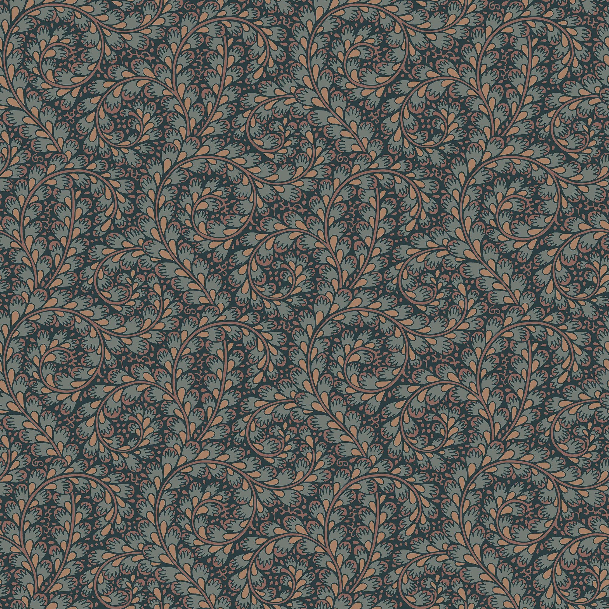 2257 Wild Ferns Blue and Multi Wallpaper by Boråstapeter