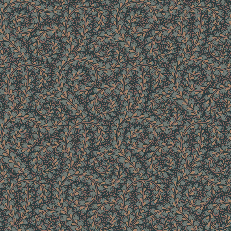 2257 Wild Ferns Blue and Multi Wallpaper by Boråstapeter