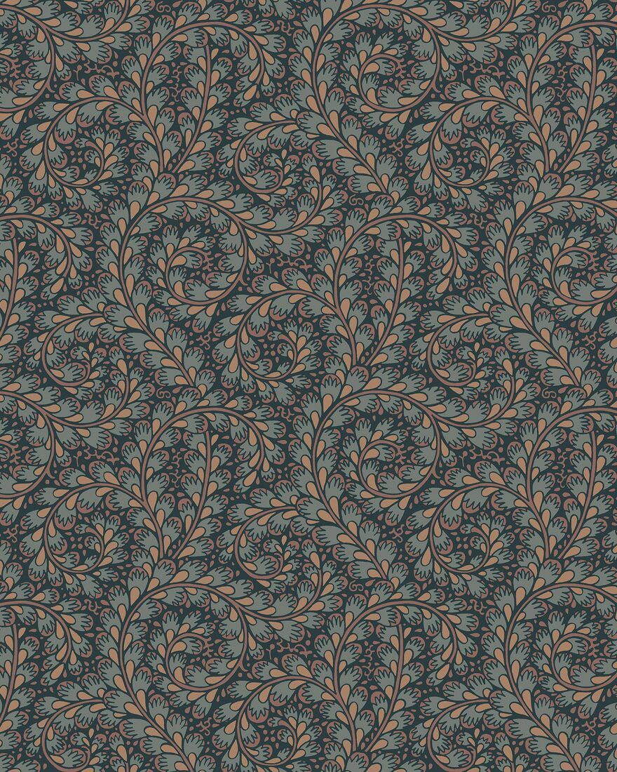 2257 Wild Ferns Blue and Multi Wallpaper by Boråstapeter