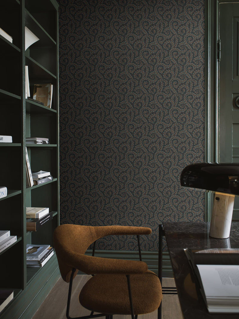 2257 Wild Ferns Blue and Multi Wallpaper by Boråstapeter