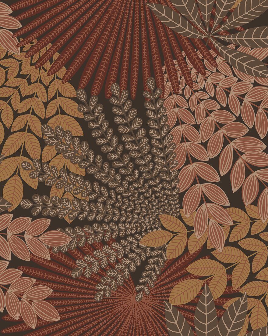2259 Velvet Leaves Red and Brown Wallpaper by Boråstapeter
