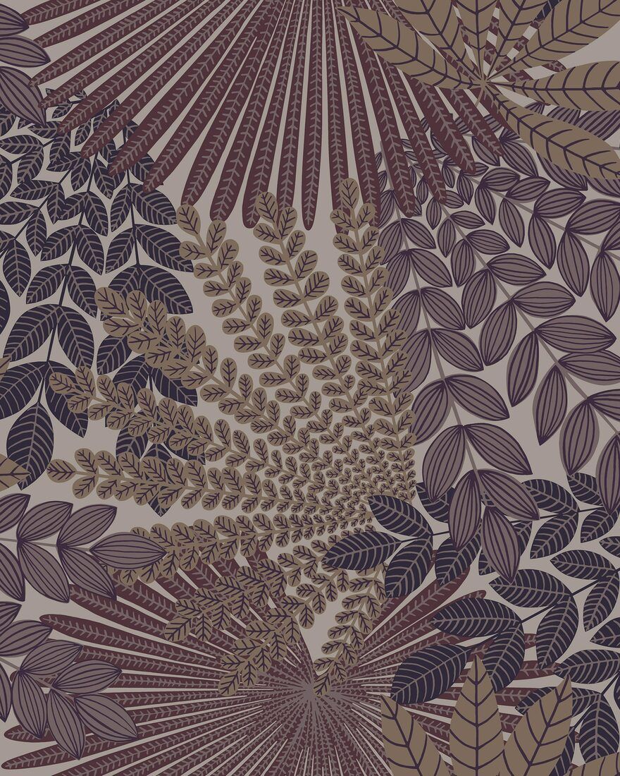2260 Velvet Leaves Purple and Brown Wallpaper by Boråstapeter