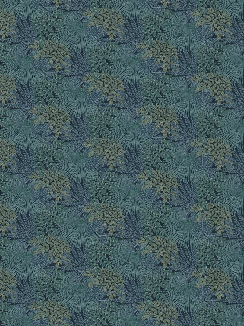 2261 Velvet Leaves Blue and Turquoise Wallpaper by Boråstapeter