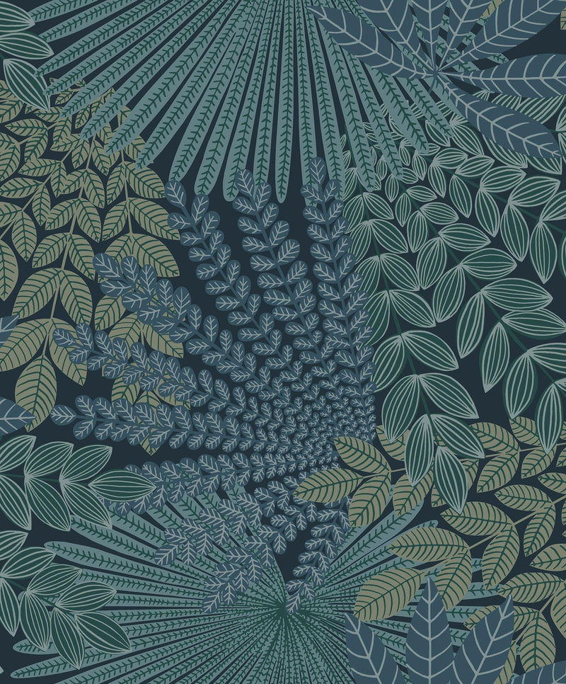 2261 Velvet Leaves Blue and Turquoise Wallpaper by Boråstapeter