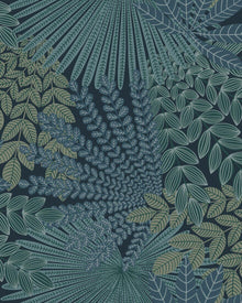 2261 Velvet Leaves Blue and Turquoise Wallpaper by Boråstapeter