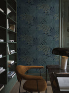 2261 Velvet Leaves Blue and Turquoise Wallpaper by Boråstapeter